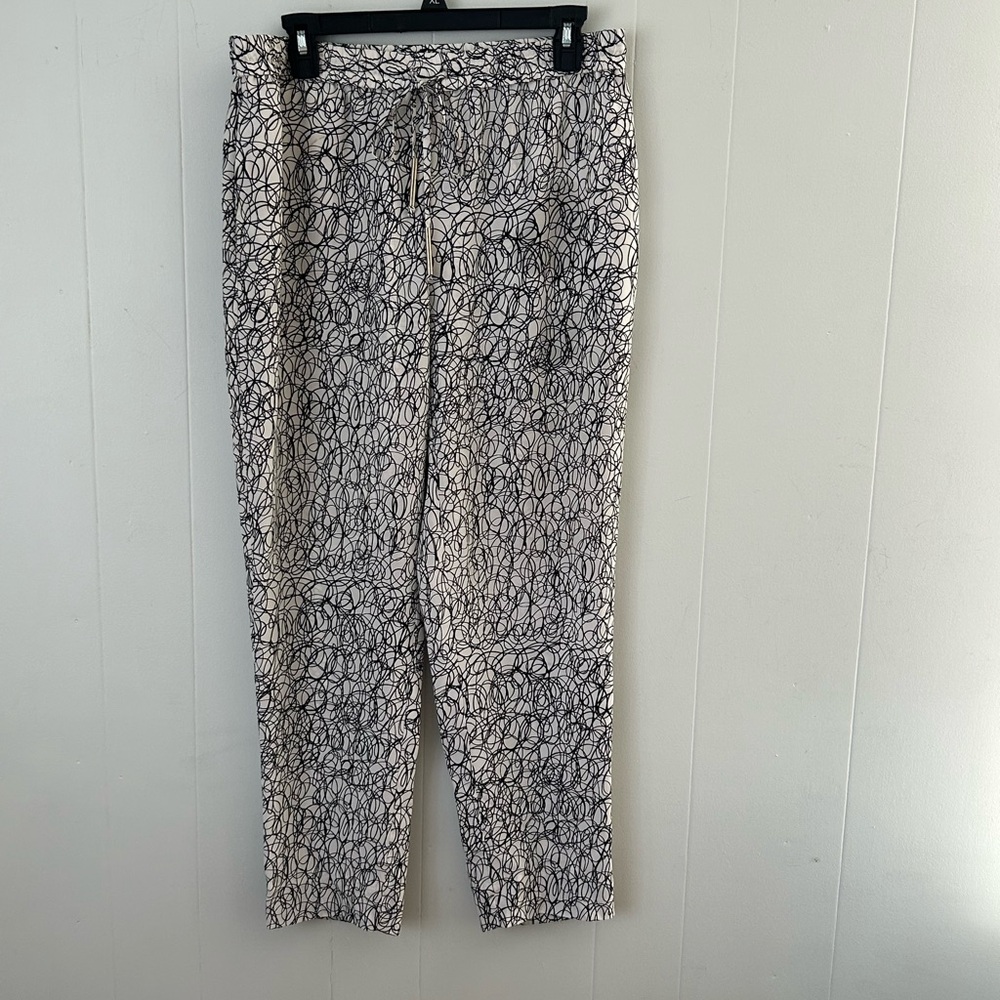 Black and White Patterned Pants Diane Von Furstenberg Silk